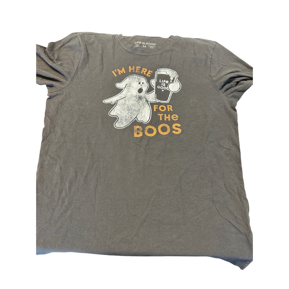Life is‎ Good Medium Gray Halloween Ghost Beer Graphic T-Shirt Men